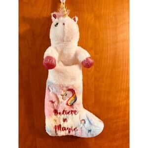 Unicorn Colorful Musical Christmas Stocking Plays Santa is Coming to Town